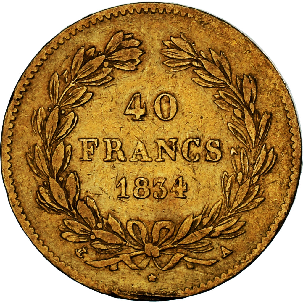 Moneta, Francja, Louis-Philippe, 40 Francs, 1834, Paris, EF(40-45), Złoto