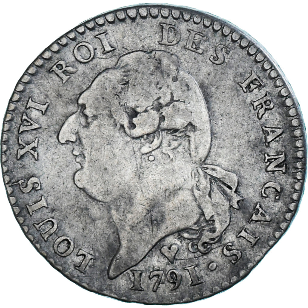 Monnaie, France, Louis XVI, 15 sols français, 1791, Strasbourg, TB+, Argent