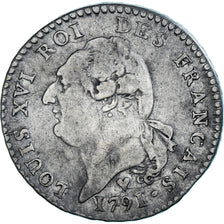 Monnaie, France, Louis XVI, 15 sols français, 1791, Strasbourg, TB+, Argent