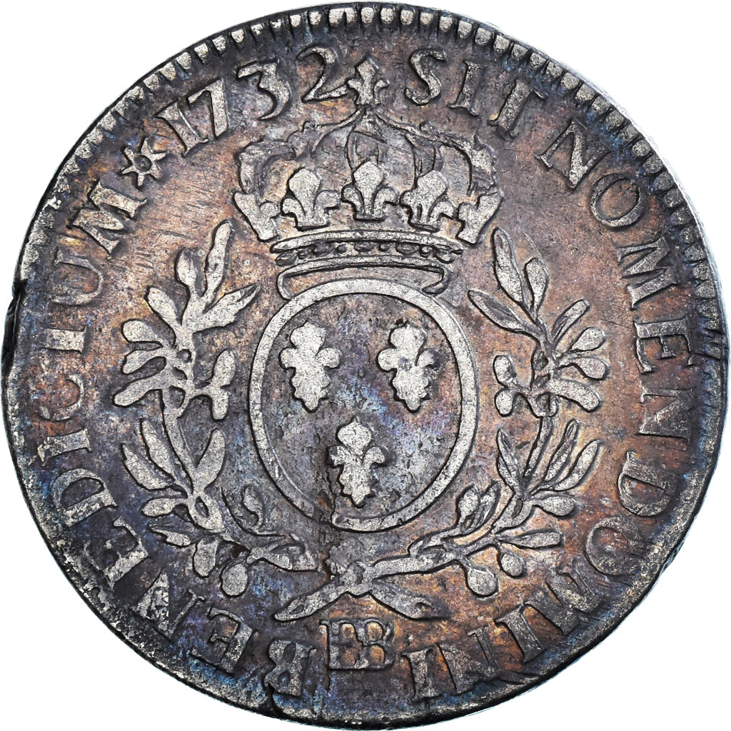 Coin, France, Louis XV, Écu aux branches d'olivier, Ecu, 1732, Strasbourg