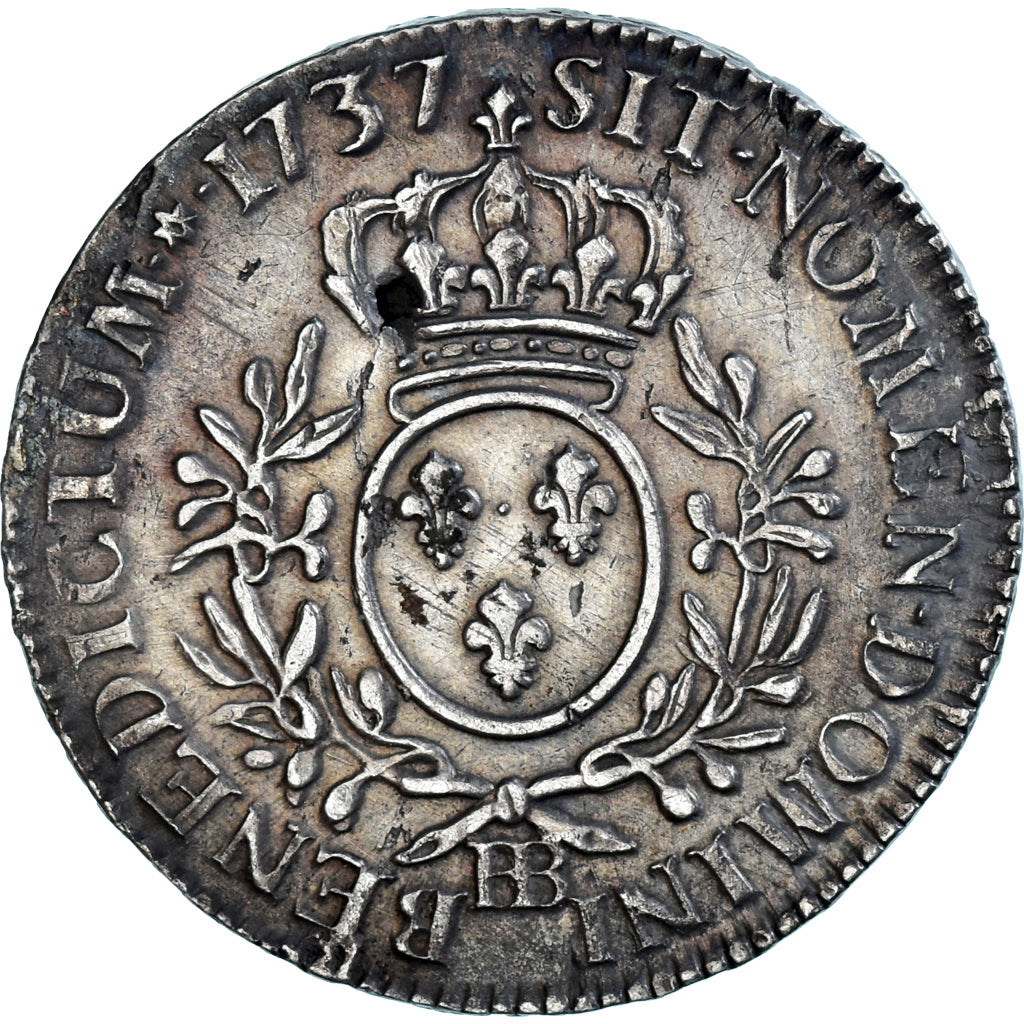 Coin, France, Louis XV, Écu aux branches d'olivier, Ecu, 1737, Strasbourg