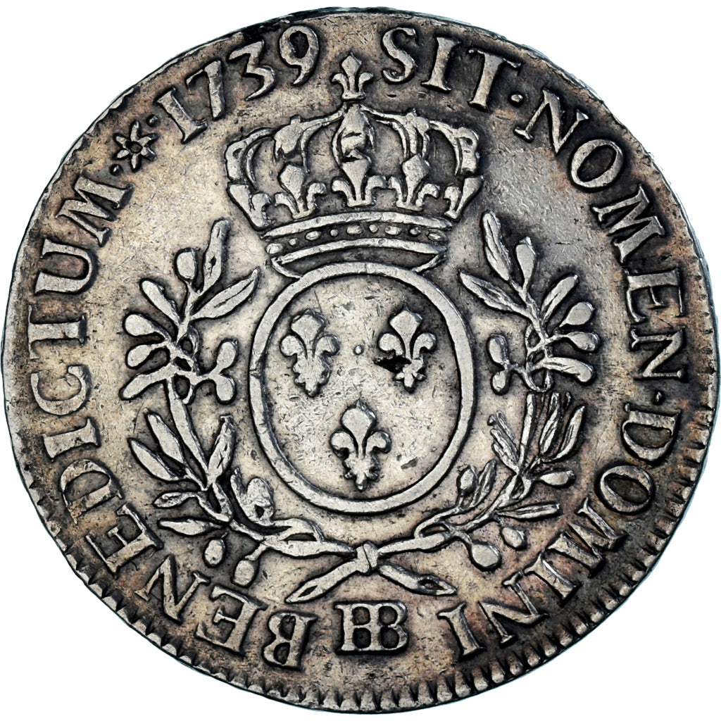 Moneda, Francia, Louis XV, Écu aux branches d'olivier, Ecu, 1739, Strasbourg