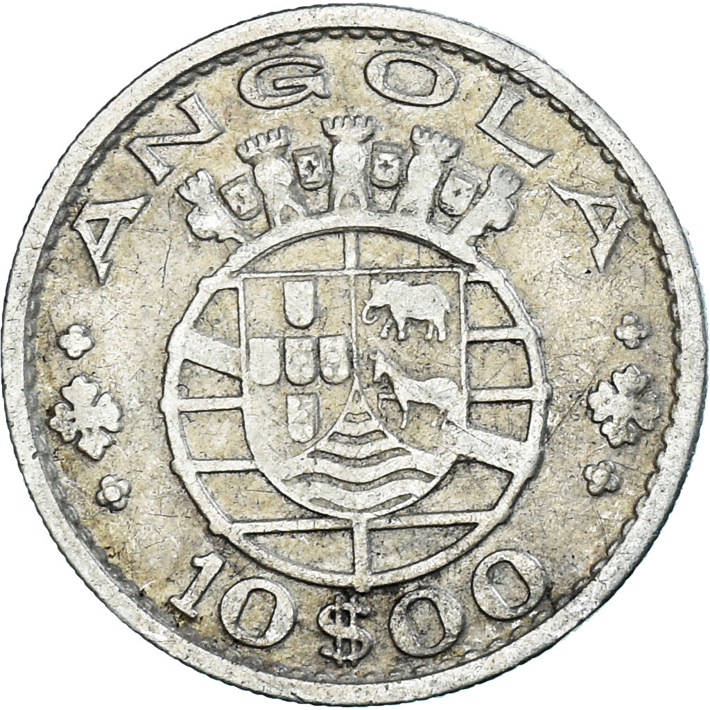 Moneta, Angola, 10 Escudos, 1955, BB, Argento, KM:73