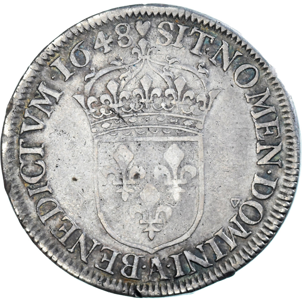 Monnaie, France, Louis XIV, 1/2 Écu à la mèche longue, 1/2 Ecu, 1648, Paris
