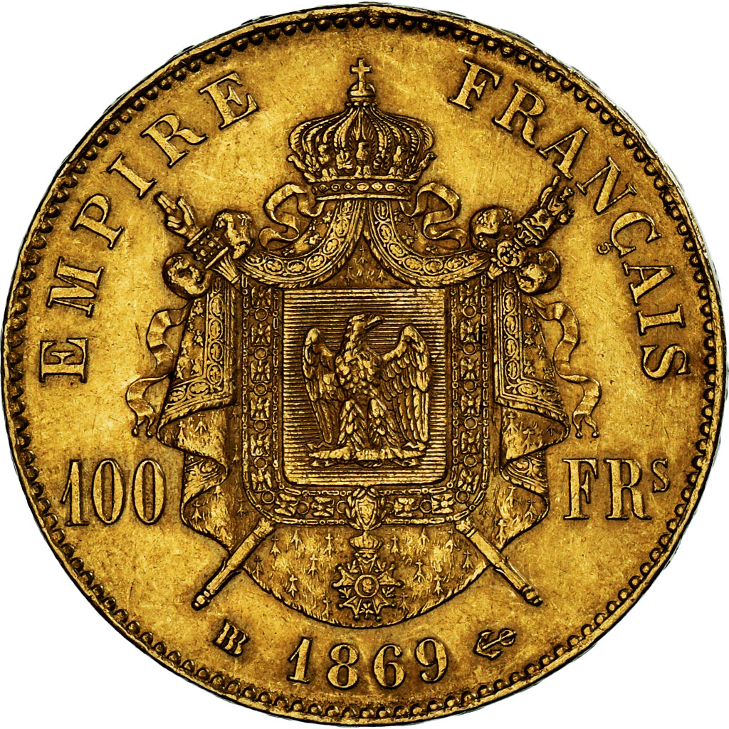 Moneta, Francja, Napoleon III, 100 Francs, 1869, Paris, AU(50-53), Złoto