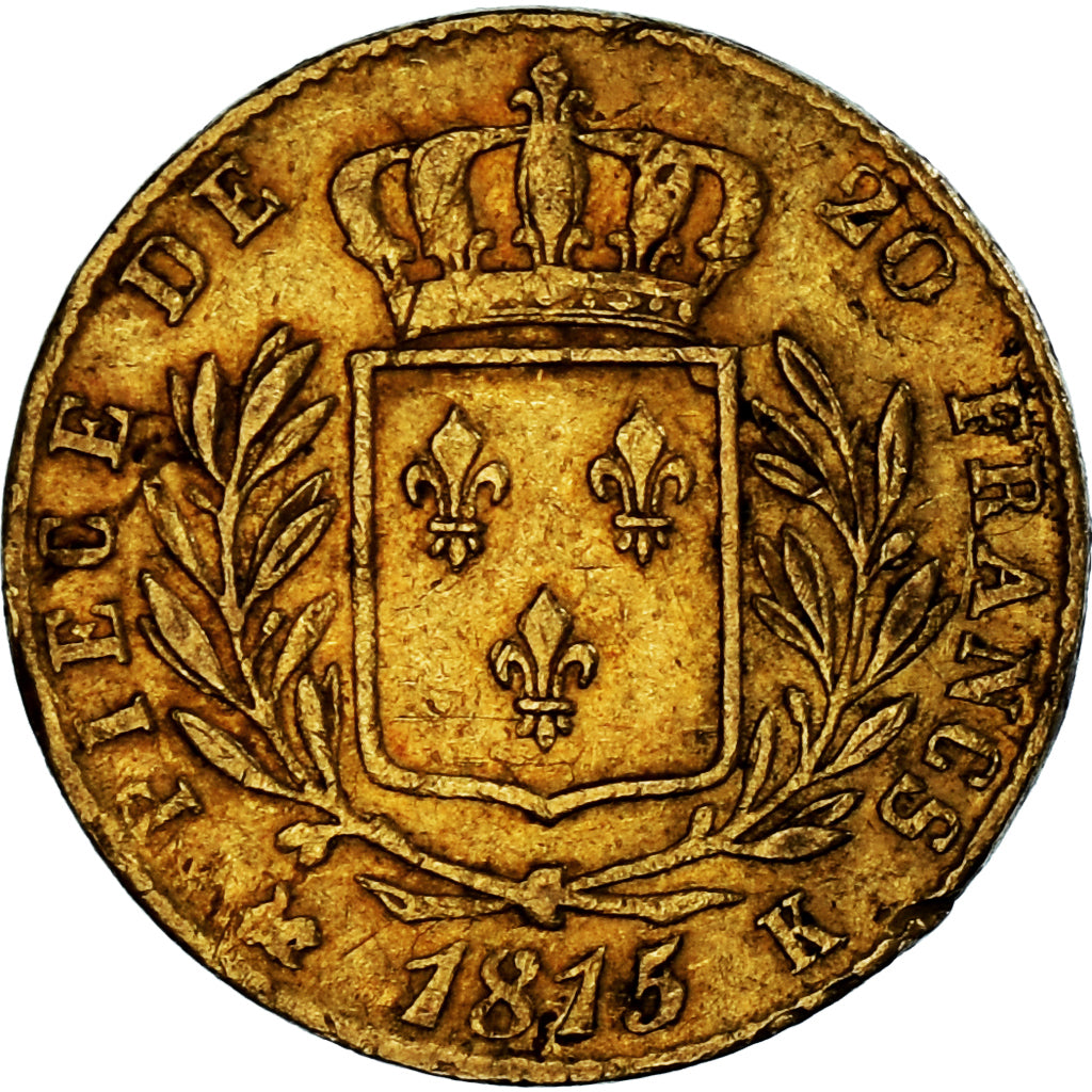 Coin, France, Louis XVIII, 20 Francs, 1815/4, Bordeaux, VF(30-35), Gold