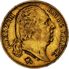 Coin, France, Louis XVIII, 20 Francs, 1824, Lille, EF(40-45), Gold, KM:712.9