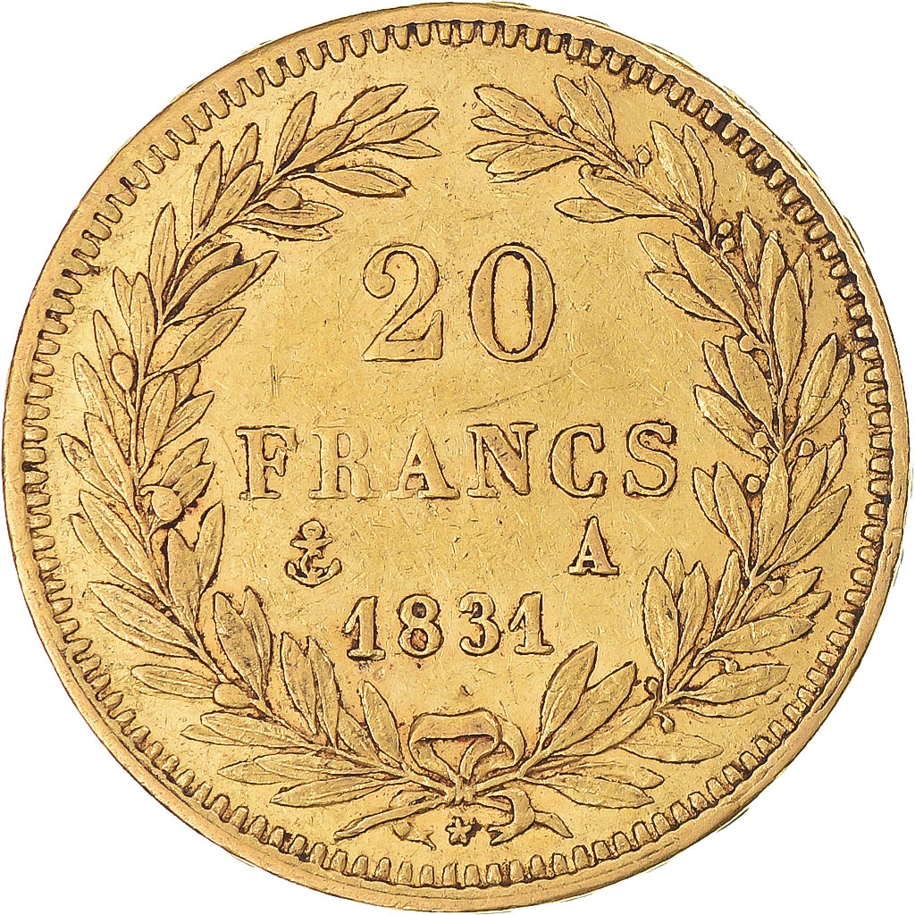 Coin, France, Louis-Philippe, 20 Francs, 1831, Paris, EF(40-45), Gold, KM:739.1