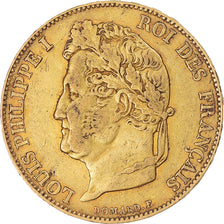 Moneda, Francia, Louis-Philippe, 20 Francs, 1834, Rouen, MBC, Oro, KM:750.2