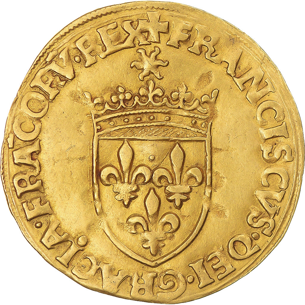 Coin, France, François Ier, Écu d'or au soleil, Paris, 5th type, AU(50-53)
