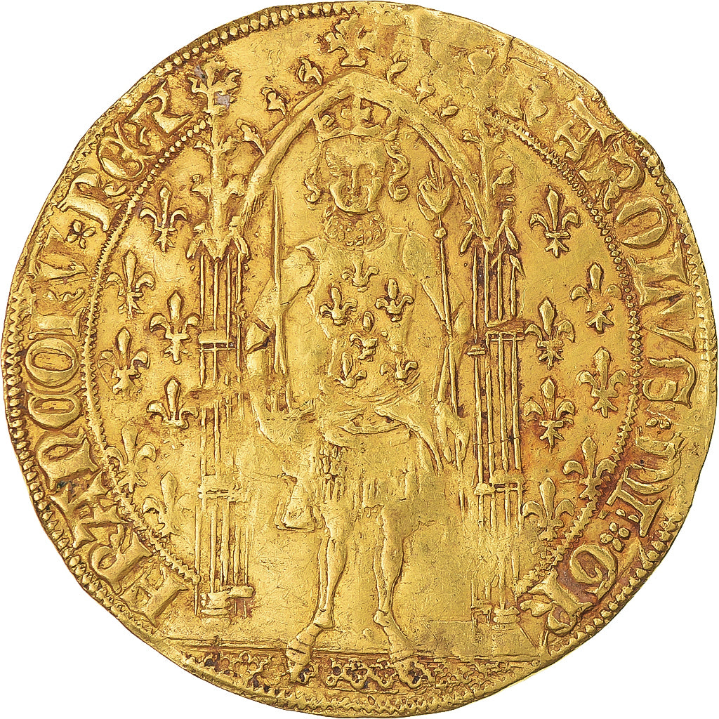 Moneda, Francia, Charles V, Franc à pied, MBC+, Oro, Duplessy:360