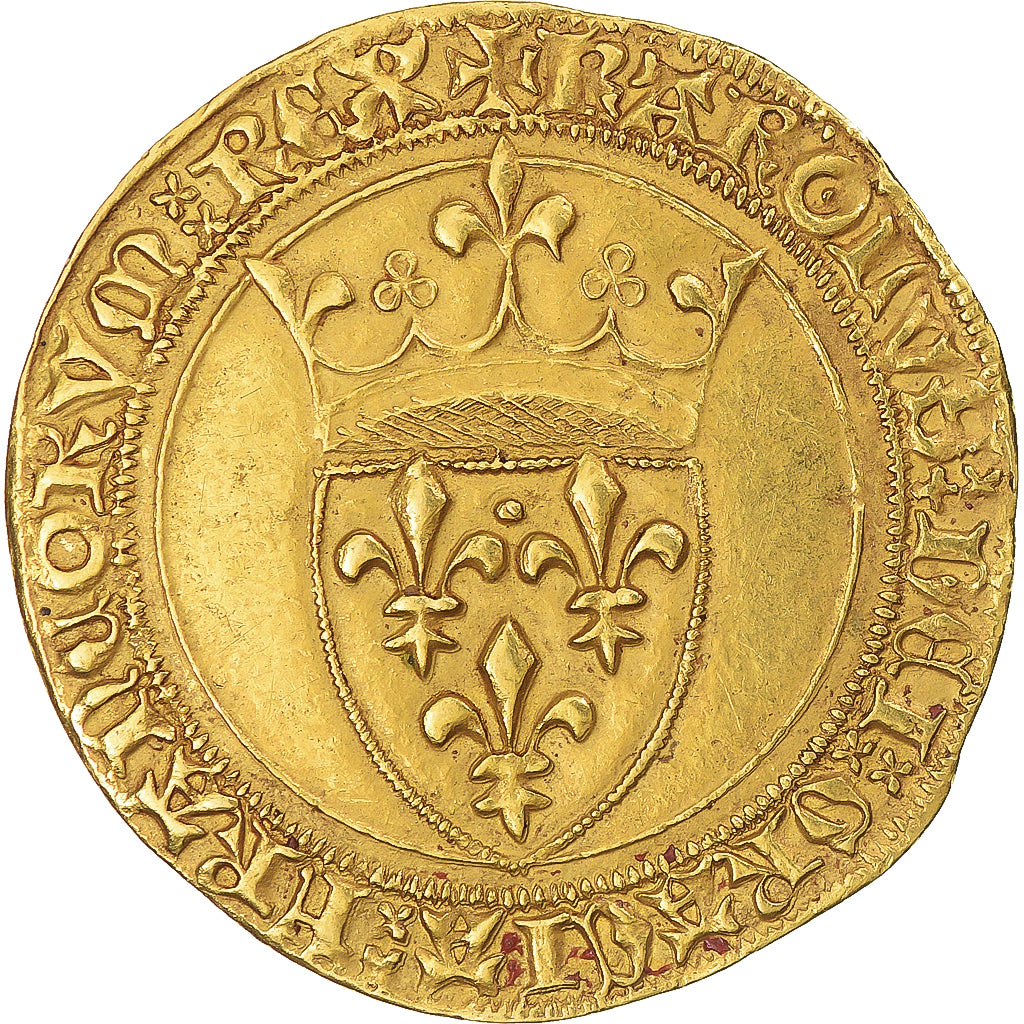 Moneda, Francia, Charles VI, Ecu d'or à la Couronne, Ecu d'or, EBC, Oro
