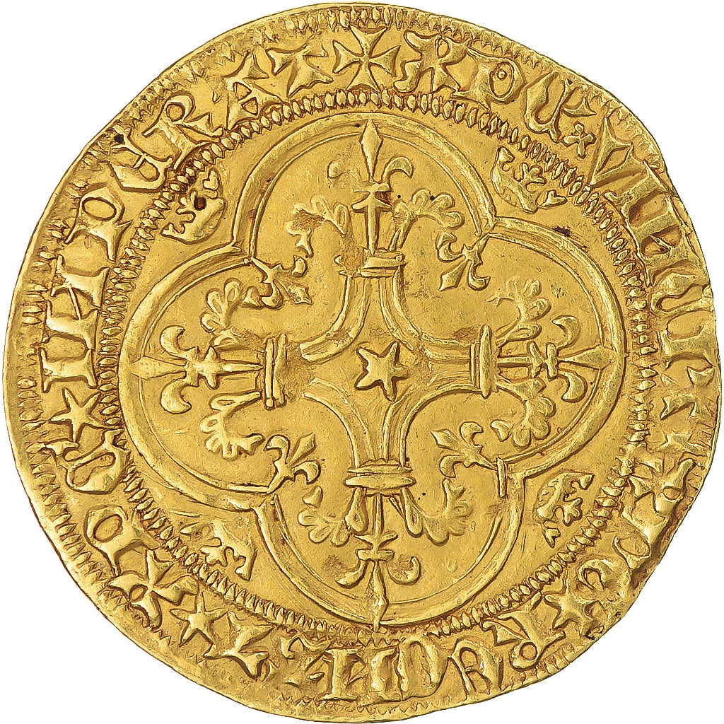 Moneda, Francia, Charles VI, Ecu d'or à la Couronne, Ecu d'or, EBC, Oro