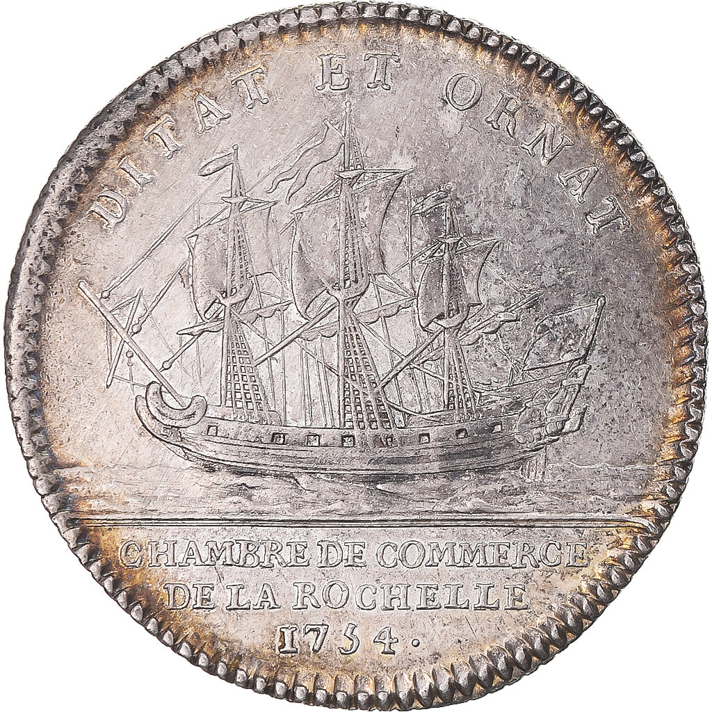 Francia, ficha, Royal, Louis XV, 1754, SPL, Argento, Feuardent:9137