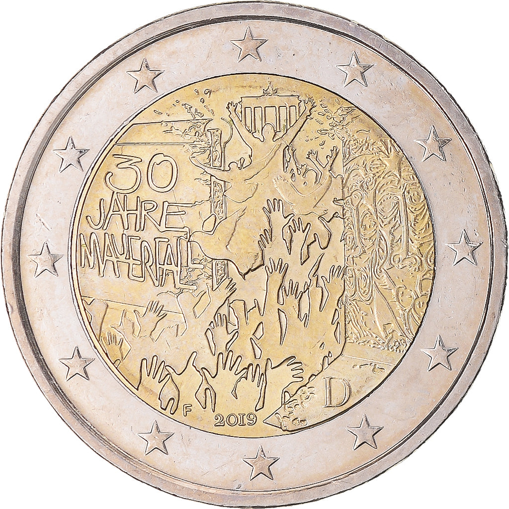 Germany, 2 Euro, Chute du Mur de Berlin, 2019, Stuttgart, MS(63), Bi-Metallic