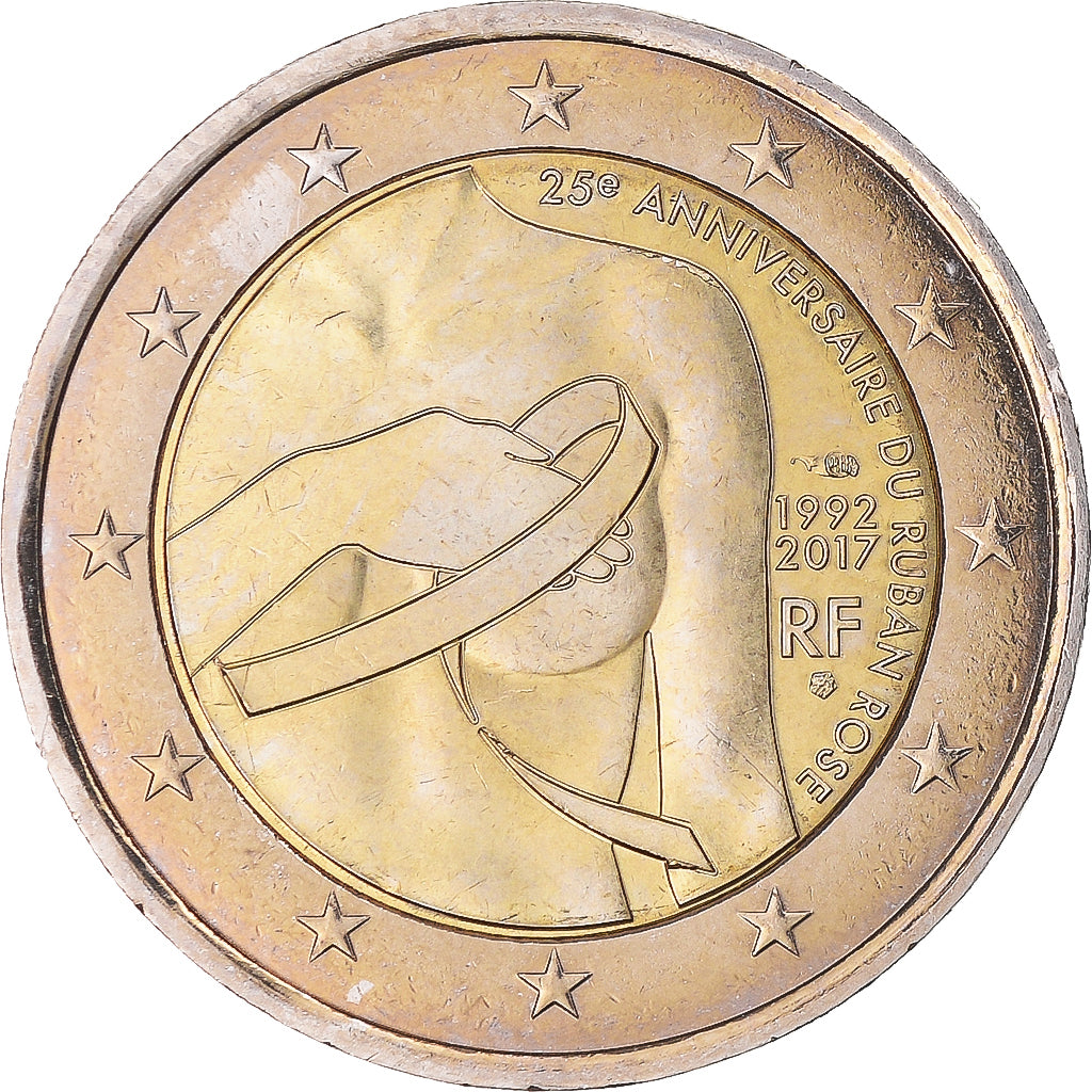 Francia, 2 Euro, 25e Anniversaire du ruban rose, 2017, Paris, SPL, Bi-metallico