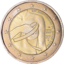 Francia, 2 Euro, 25e Anniversaire du ruban rose, 2017, Paris, SPL, Bi-metallico