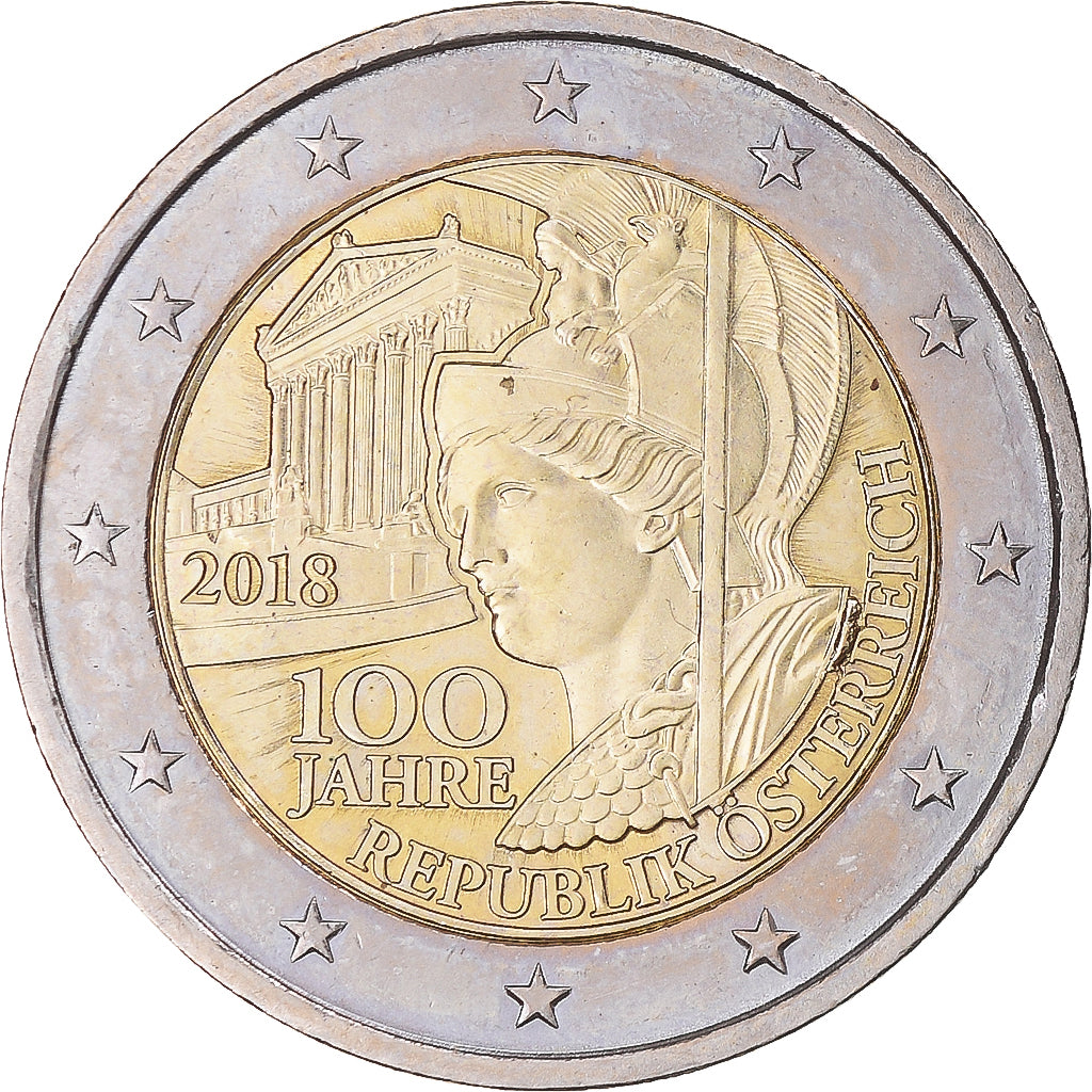 Austria, 2 Euro, 100 ans de la République, 2018, Vienna, MS(64), Bi-Metallic