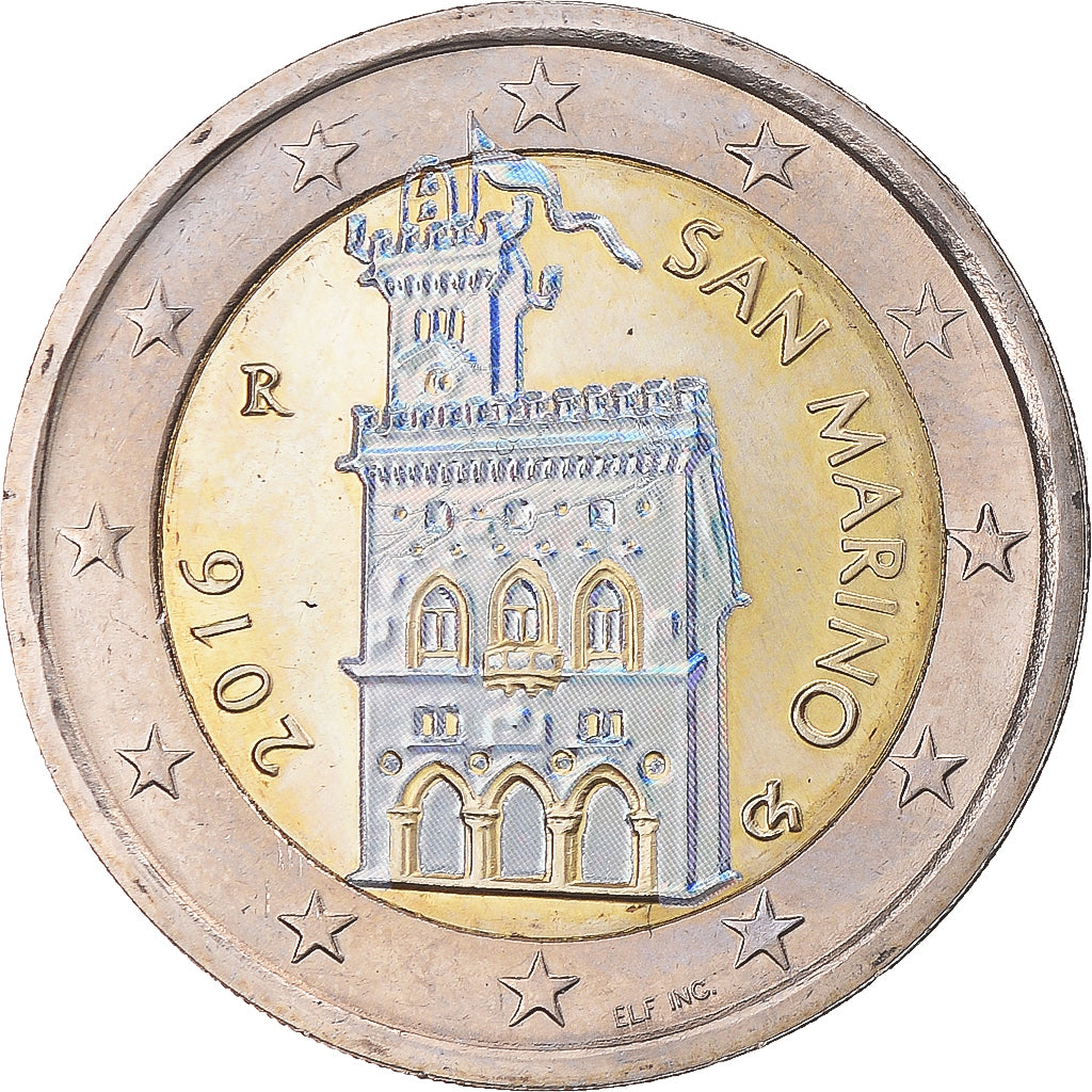 San Marino, 2 Euro, 2016, Rome, Iridescent, MS(64), Bi-Metallic