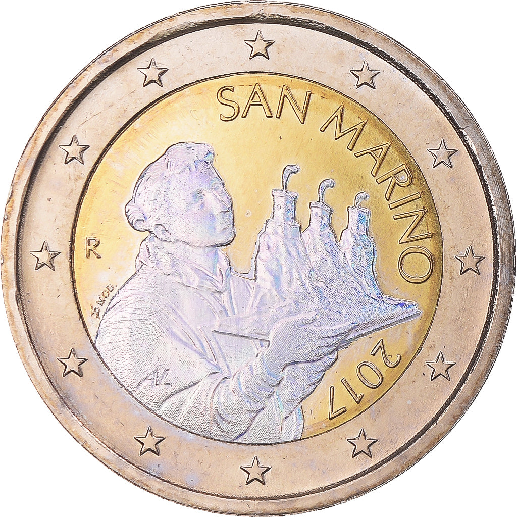 San Marino, 2 Euro, 2017, COLORISEE HOLOGRAMME.FDC, MS(65-70), Bi-Metallic