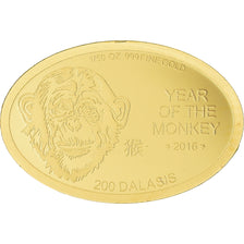 Coin, Gambia, Year of the Monkey, 200 Dalasis, 2017, MS(65-70), Gold