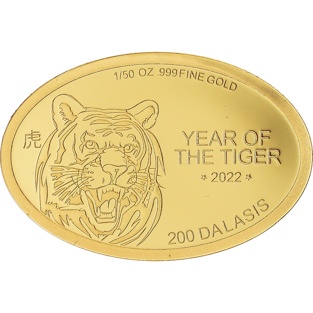 Moneda, Gambia, Year of the Tiger, 200 Dalasis, 2017, FDC, Oro