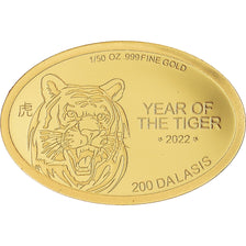 Moneda, Gambia, Year of the Tiger, 200 Dalasis, 2017, FDC, Oro
