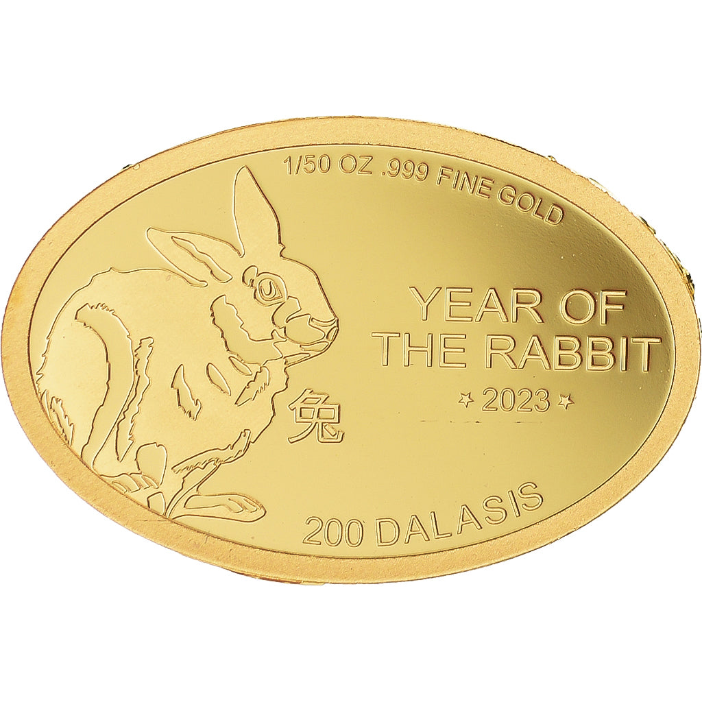 Monnaie, Gambie , Année du lapin, 200 Dalasis, 2017, FDC, Or