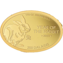Monnaie, Gambie , Année du lapin, 200 Dalasis, 2017, FDC, Or