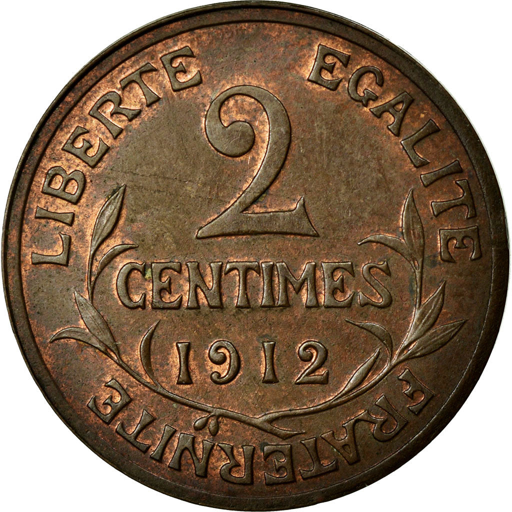 Moneta, Francja, Dupuis, 2 Centimes, 1912, Paris, AU(55-58), Bronze, Gadoury:107