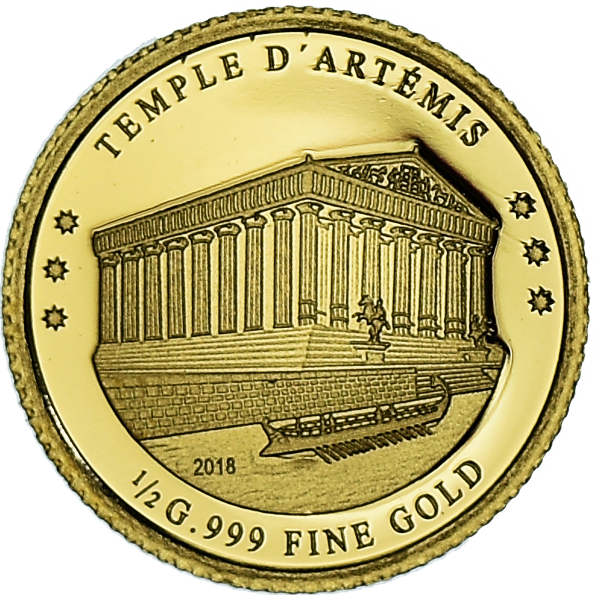 Moneda, Costa de Marfil, Le temple d'Artémis, 100 Francs CFA, 2018, FDC, Oro