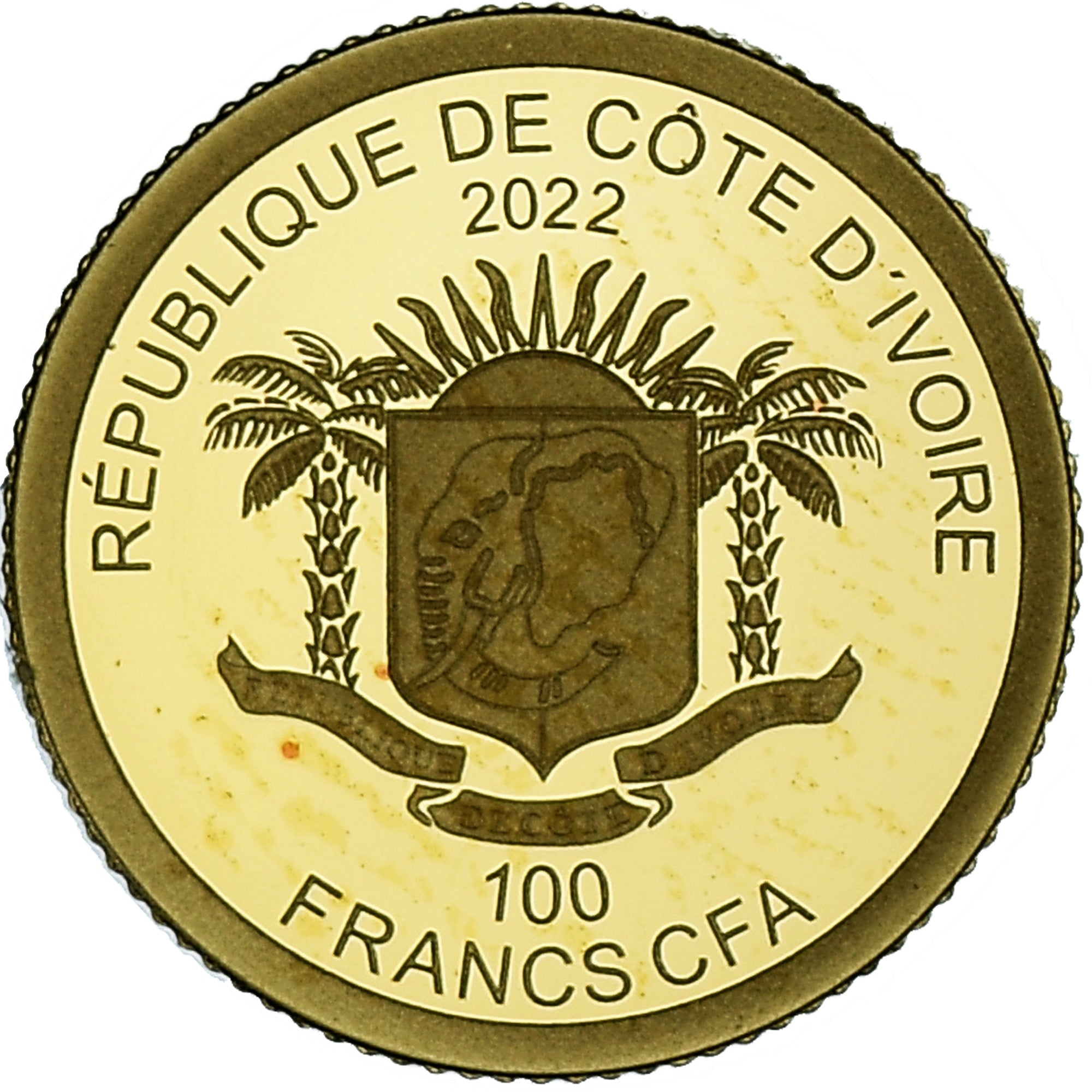 Coin, Ivory Coast, Charlemagne, 100 Francs CFA, 2022, MS(65-70), Gold
