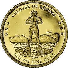 Coin, Ivory Coast, Colosse de Rhodes, 100 Francs CFA, 2018, MS(65-70), Gold