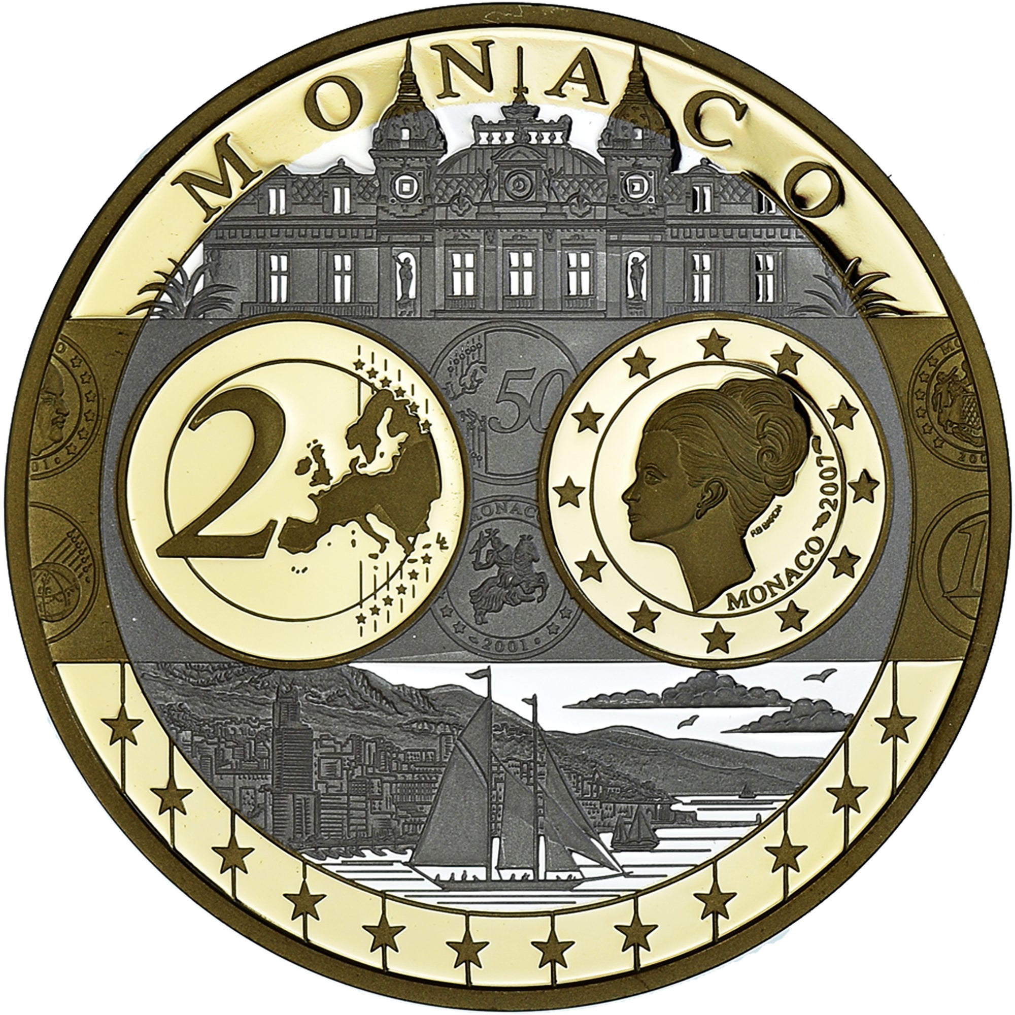 Monaco, Medal, L'Europe, Monaco, Politics, Society, War, MS(63), Silver