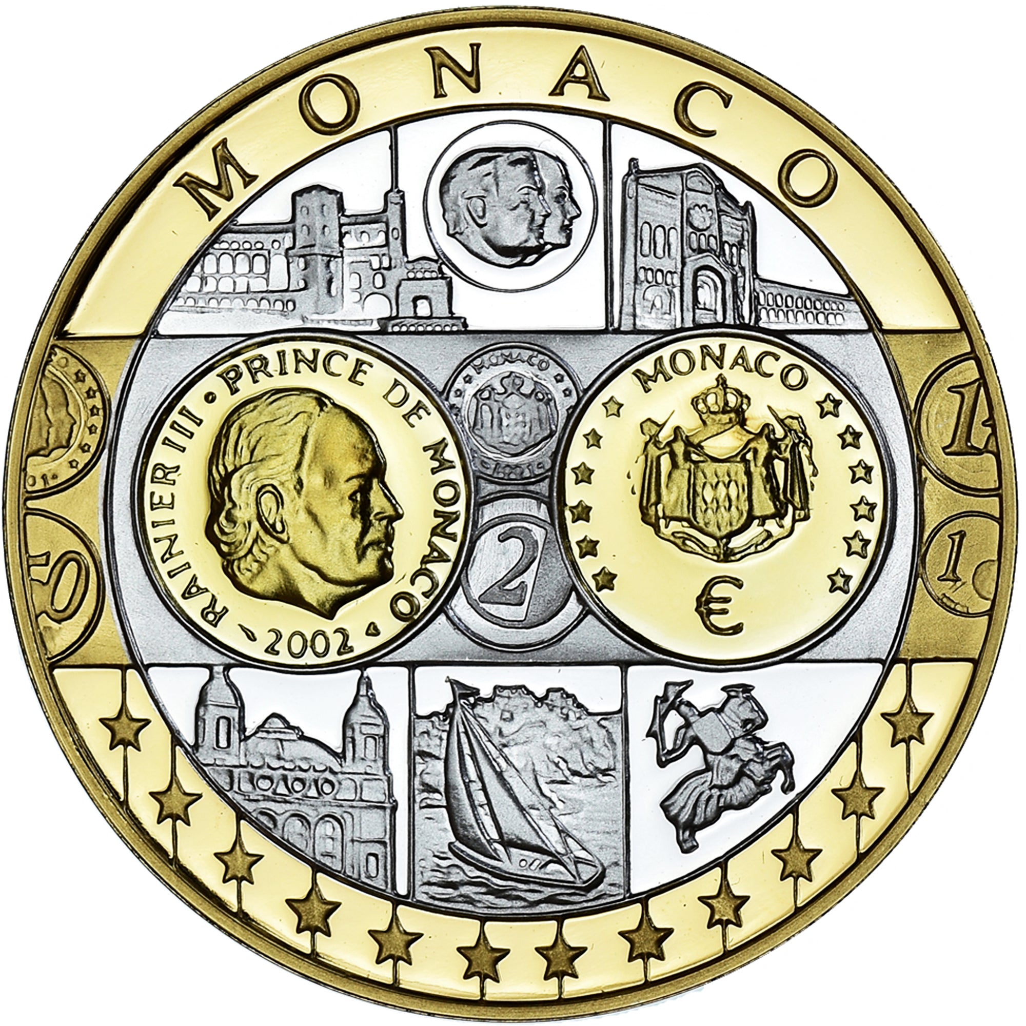 Monaco, Medal, L'Europe, Monaco, Politics, Society, War, MS(64), Silver