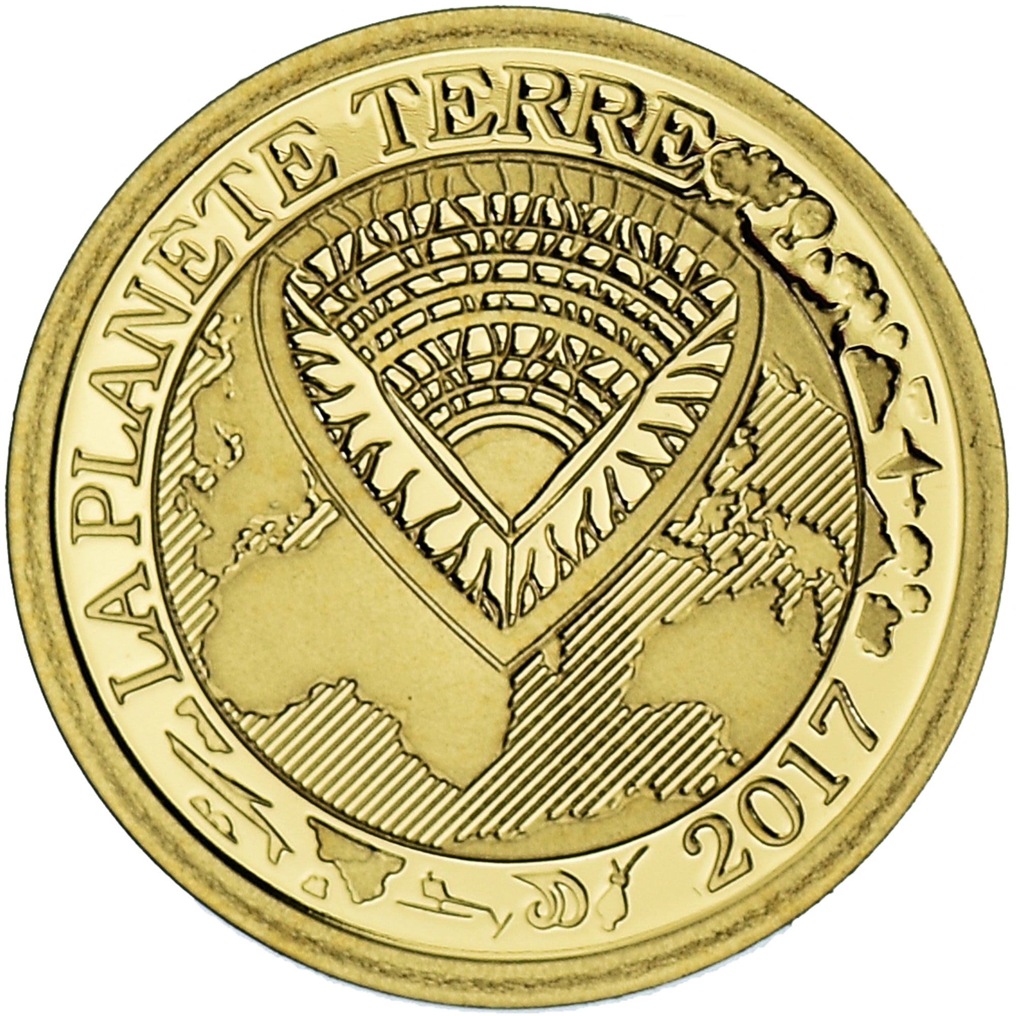 Coin, France, La Planète Terre, 2017, MS(65-70), Gold