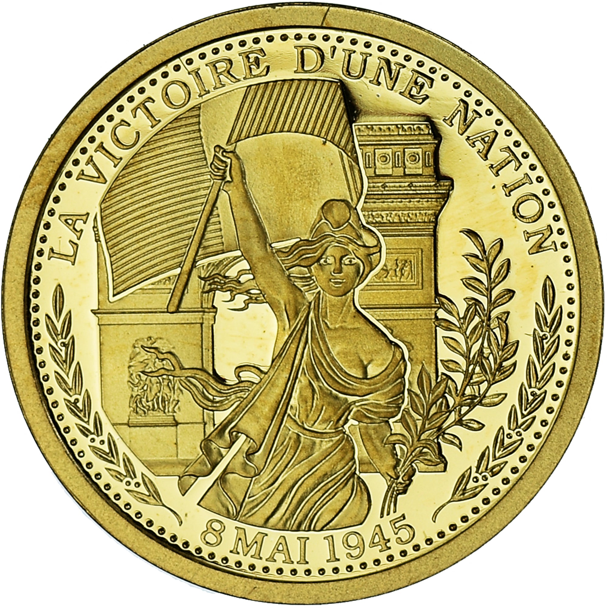 Coin, France, 8 mai 1945, MS(65-70), Gold