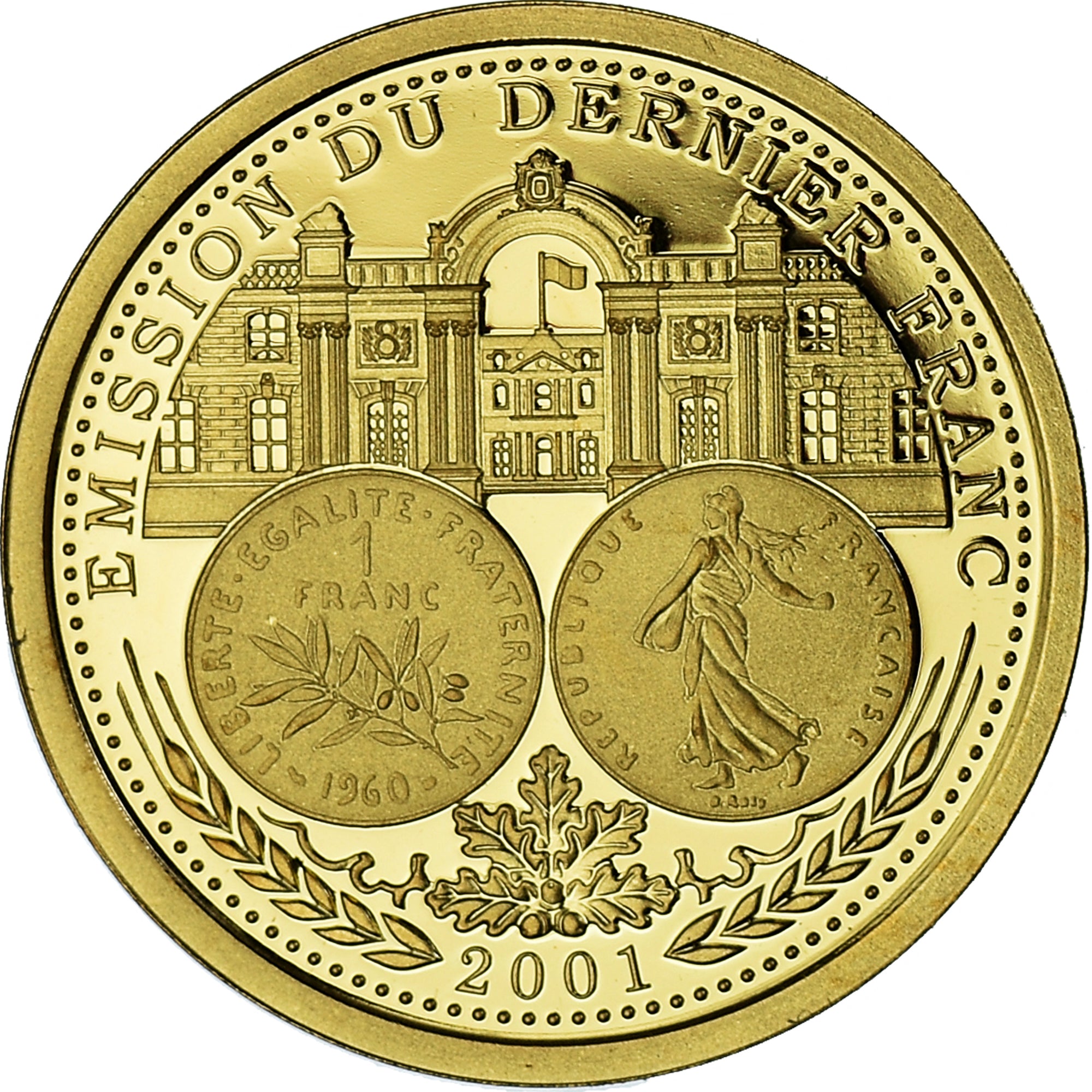 Coin, France, Emission du Dernier Franc, MS(65-70), Gold
