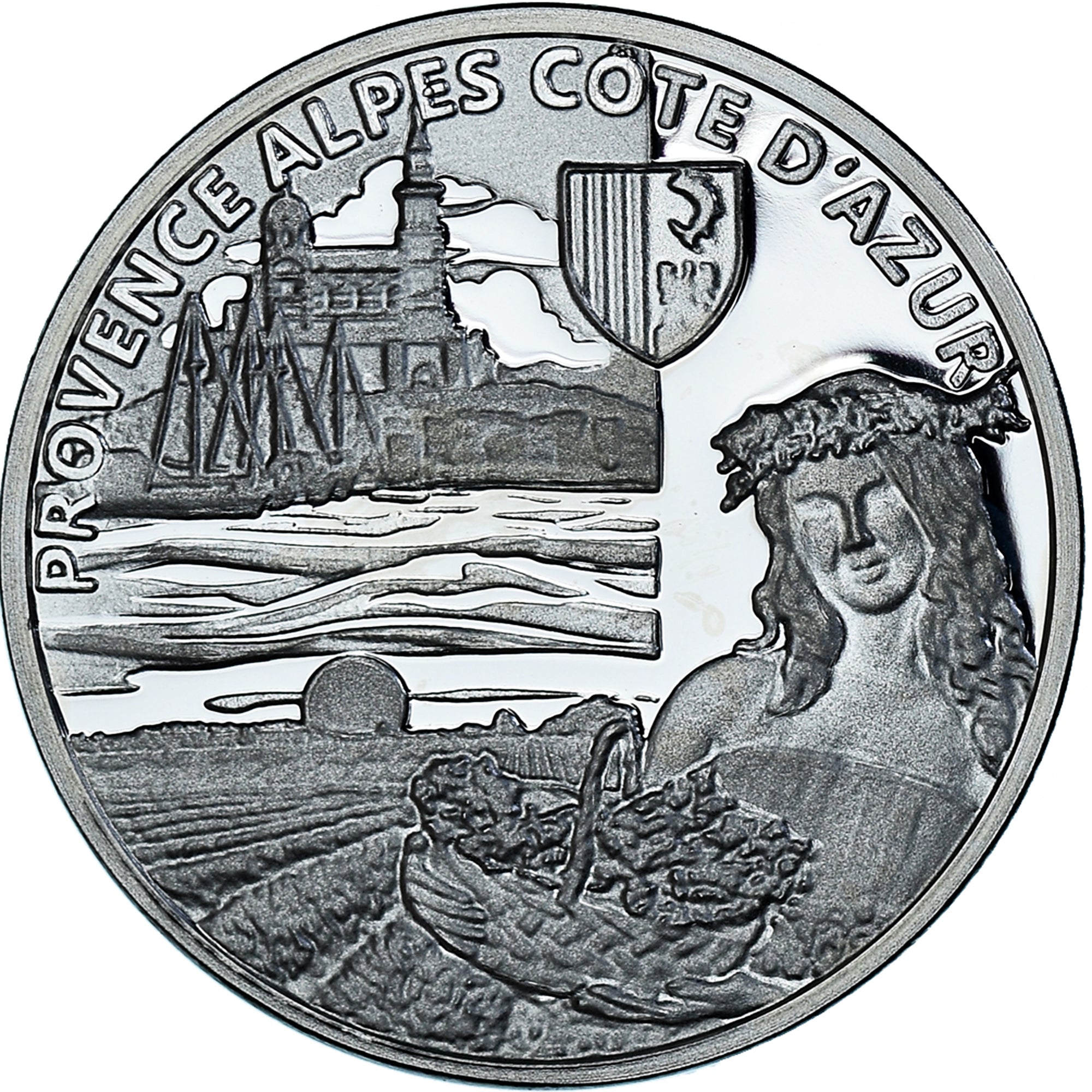Francia, medaglia, Régions de France, Provence Alpes Côte d'Azur, FDC, Argento