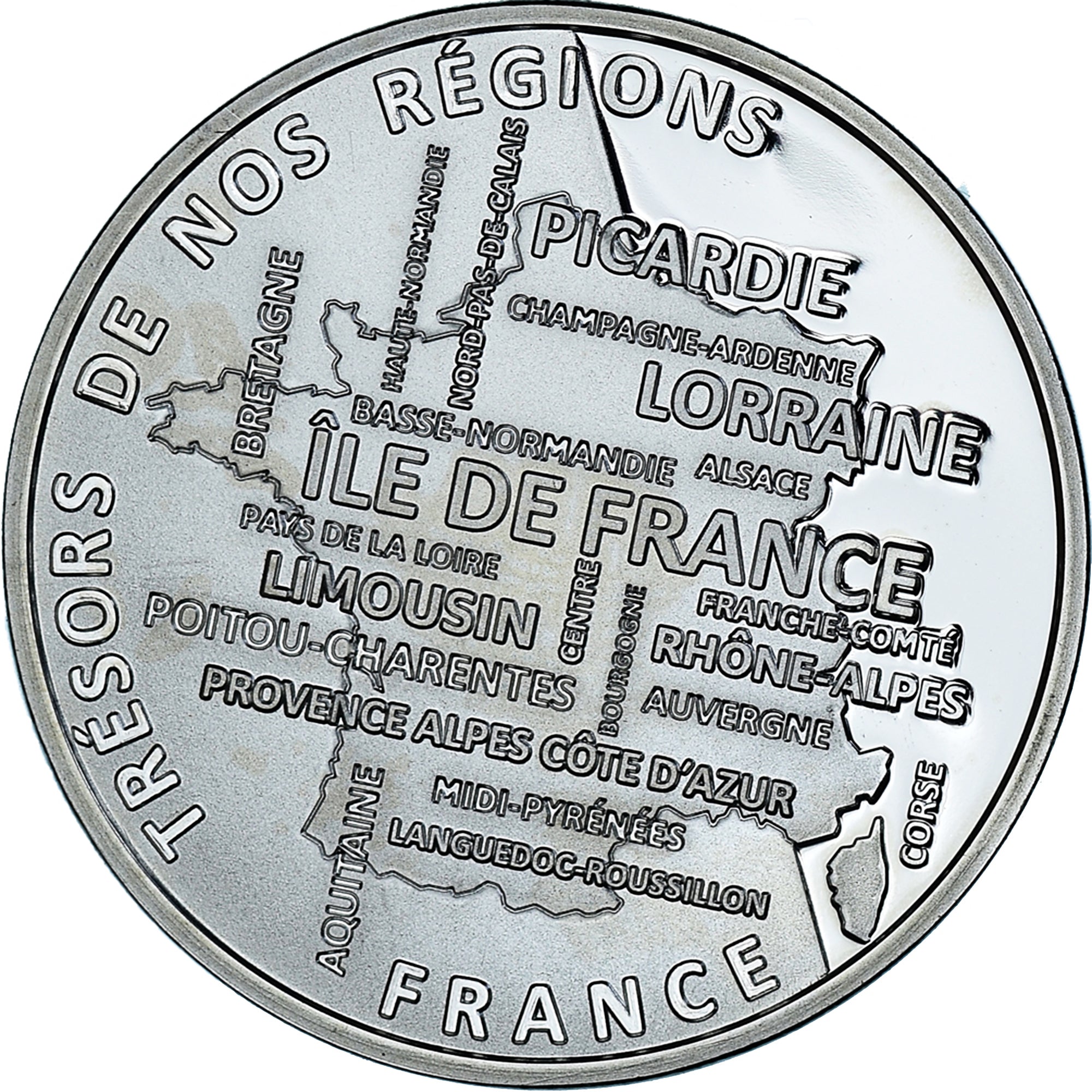 Francia, medaglia, Régions de France, Provence Alpes Côte d'Azur, FDC, Argento