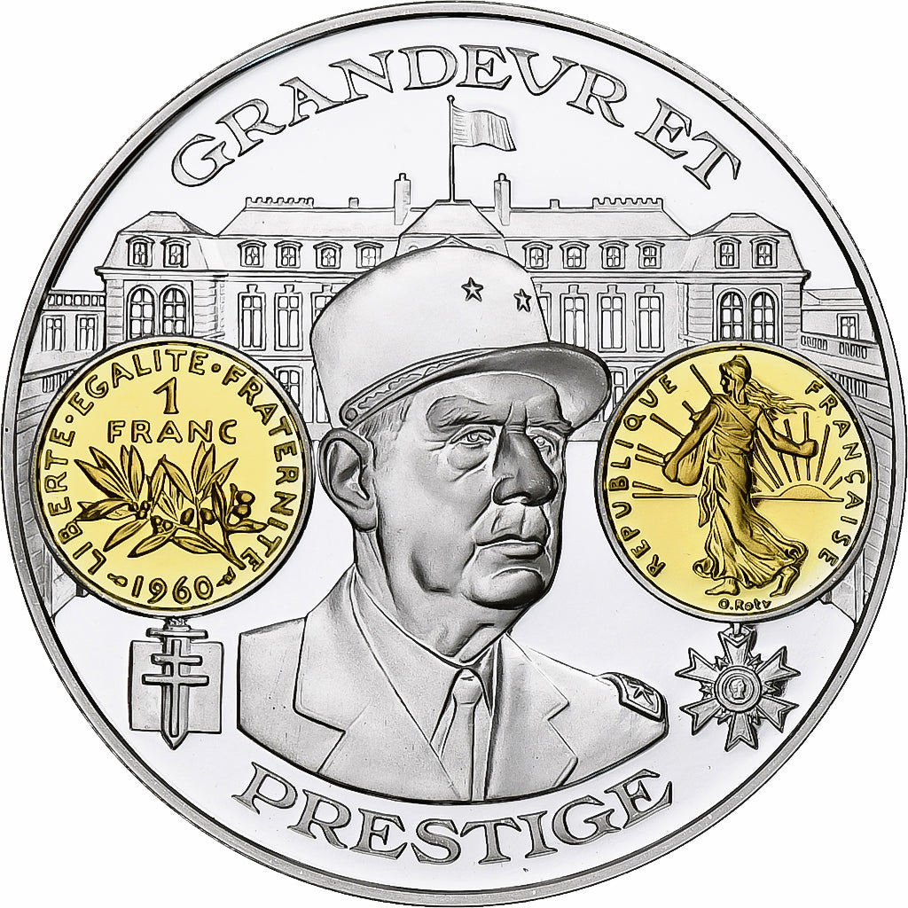 Francia, medaglia, Nouveau Franc De Gaulle, BE, FDC, Argento