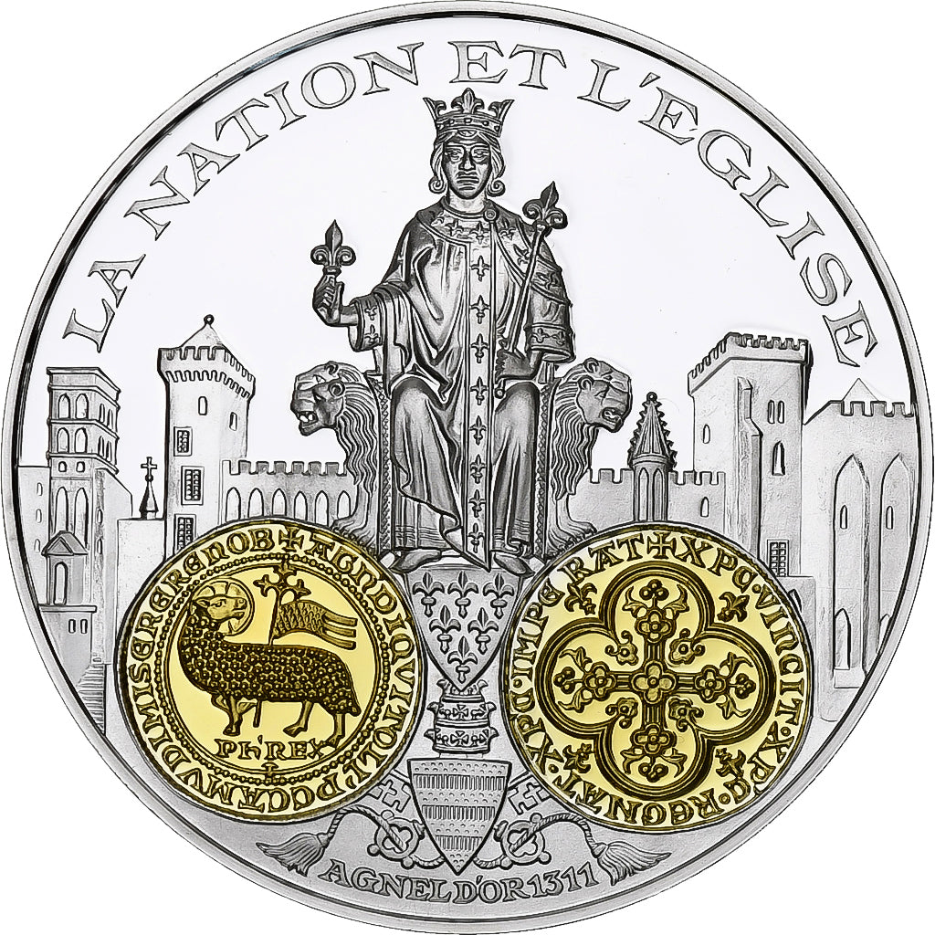 France, Medal, 2000 Ans d'Histoire Monétaire, Agnel d'Or, BE, MS(65-70), Silver