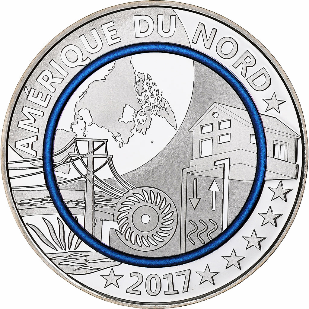Francja, medal, Planète Bleue - Amérique du Nord, 2017, MS(65-70), Srebro