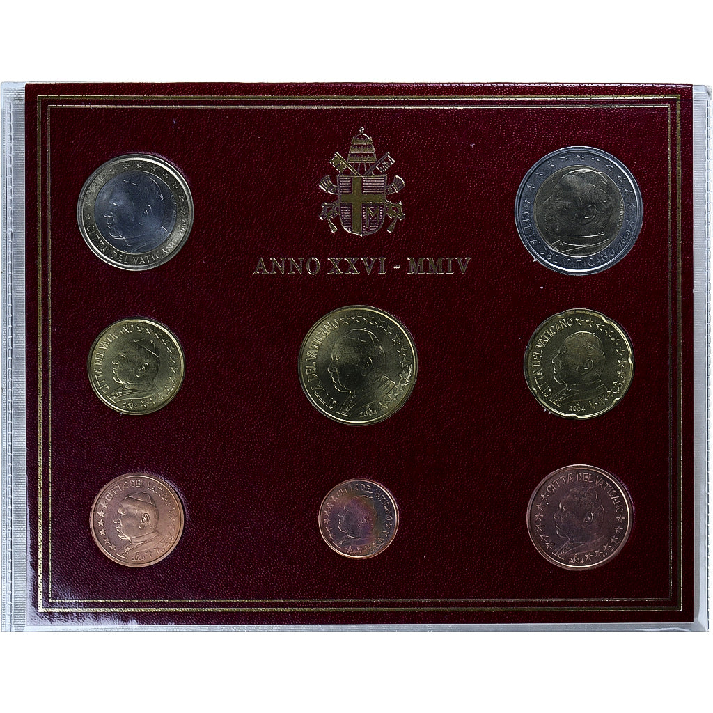 Watykan, 1 Cent to 2 Euro, Jean-Paul II, 2004, Rome, MS(65-70), ND