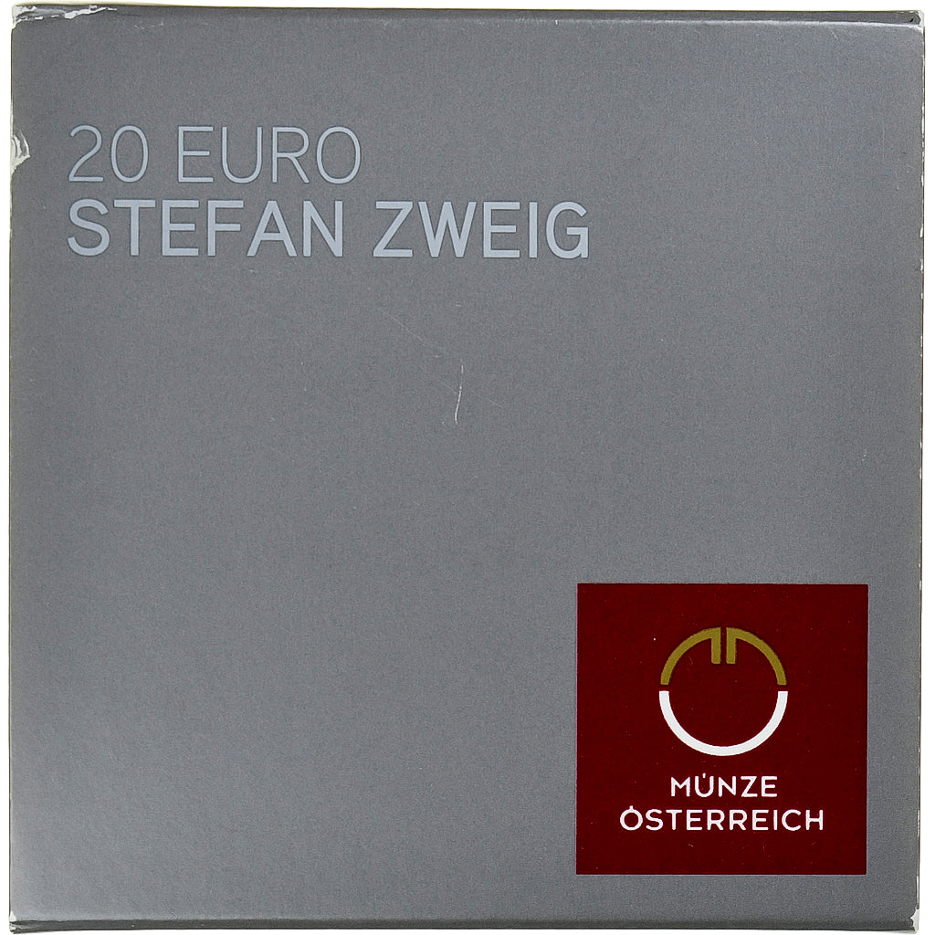 Oostenrijk, 20 Euro, Stefan Zweig, 2013, Vienna, Proof, FDC, Zilver, KM:3219