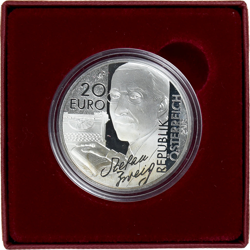 Oostenrijk, 20 Euro, Stefan Zweig, 2013, Vienna, Proof, FDC, Zilver, KM:3219