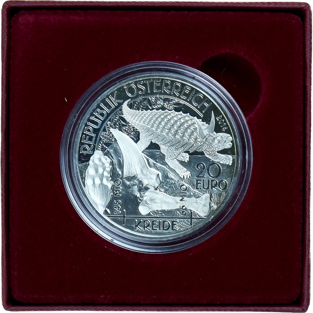 Áustria, 20 Euro, Cretaceous, 2014, Proof, MS(65-70), Prata