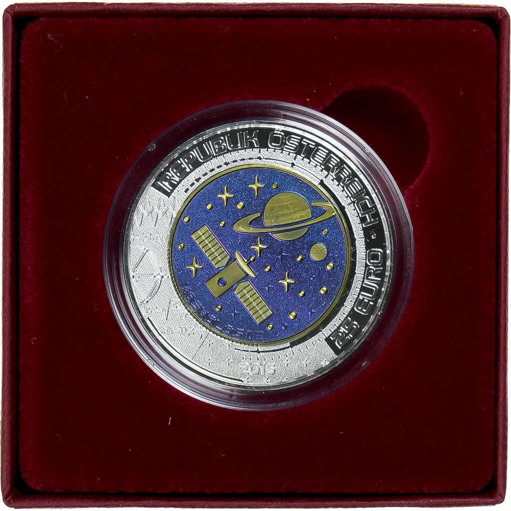 Moeda, Áustria, Cosmologie, 25 Euro, 2015, Vienna, MS(65-70), Bimetálico