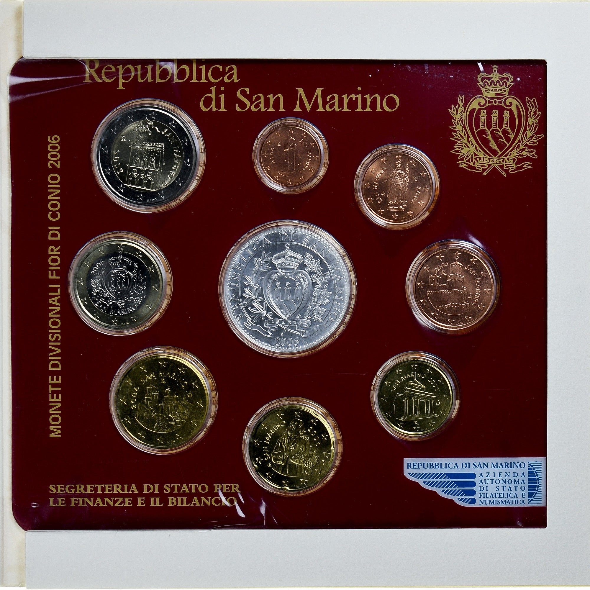 San Marino, Set Euros, 2006, Coffret, MS(65-70), ND