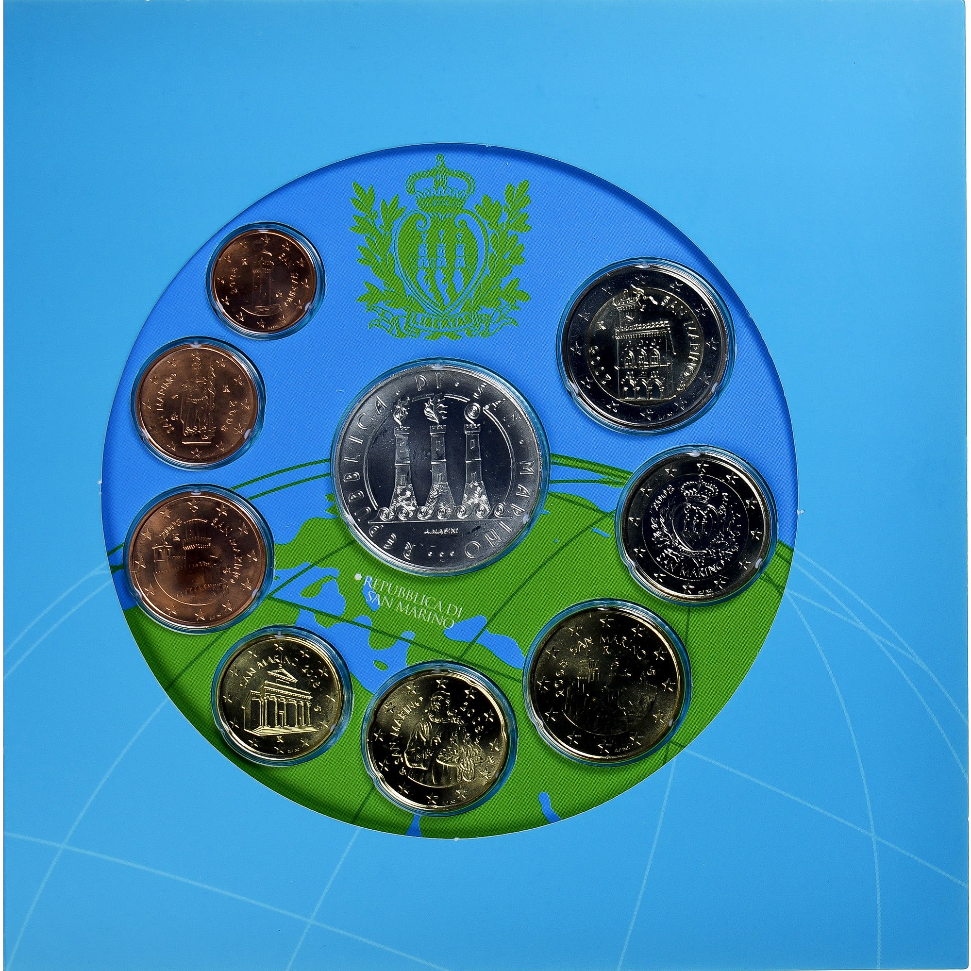 San Marino, Set, 2008, Euro-Set.BU, FDC, Sin información